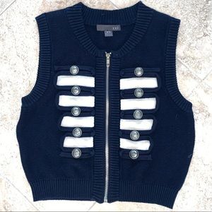NWOT XXI Forever 21 blue zippered sweater vest M